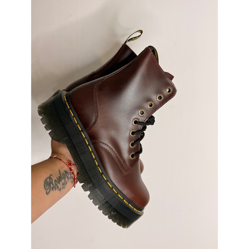 Dr. Martens Jadon Burgundy Leather Platform Boots 8-Eye Side Zip Womens 6